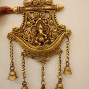 Brass Wall Mount Ganesha Plate With Bell 12″