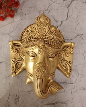 Brass Ganesha Face Wall Mount 7″