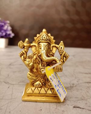 Brass Ganesha Statue 3″