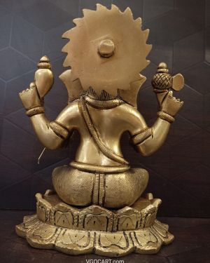 Brass Lord Ganesha Statue | Lord Ganapathi Sitting Pure Brass Idol 6”