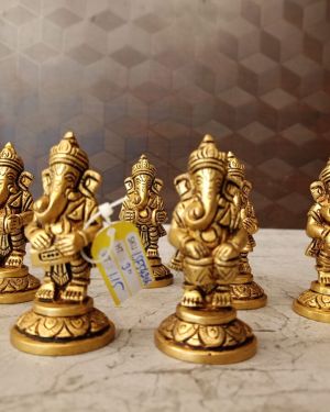 Brass Ganesha Music Set For Home Decor 3″