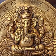 Brass Ganesha Round Wall Hanging 7”