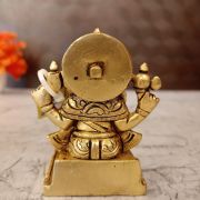 Brass Square Base Ganesha Statue 3″