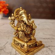 Brass Square Base Ganesha Statue 3″