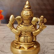 Brass Round Base Ganesha Sitting On Rat 4.5″