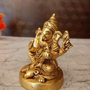 Brass Round Base Ganesha Sitting On Rat 4.5″