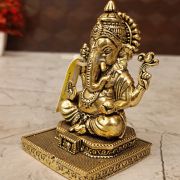 Brass Fine Art Ganesha Sitting On Chowki Stand 3″