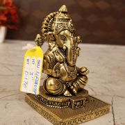 Brass Fine Art Ganesha Sitting On Chowki Stand 3″