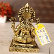 Brass Fine Art Ganesha Sitting On Chowki Stand 3″