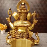 Brass Ganesha Idol Sitting On Elephant Head 12.5″