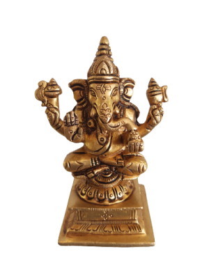 Brass Idampuri Ganesha Idol-4.2″