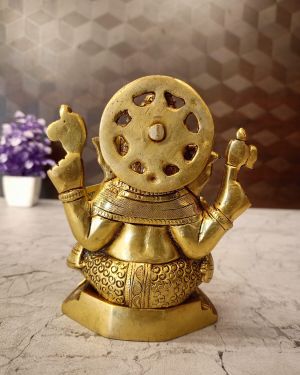 Brass Ganesha Sitting On Rectangle Base 5.5″