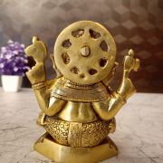 Brass Ganesha Sitting On Rectangle Base 5.5″