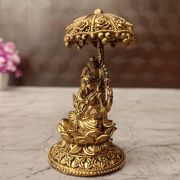 Brass Fine art Ganesh with an Umbrella 4″