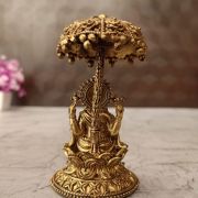 Brass Fine art Ganesh with an Umbrella 4″
