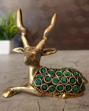 Buy Brass Stone Deer For Home decor Handcraft & Antique statue 3″