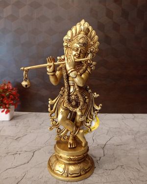 Brass Superfine Krishna Statue For Home Decor & Gift 13″