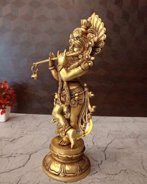 Brass Superfine Krishna Statue For Home Decor & Gift 13″