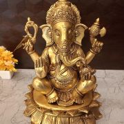brass-lotus-ganesha-pooja-gift-antique-handicraft-idol-vgocart-coimbatore