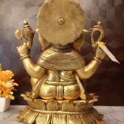 Buy Brass Superfine Ganesha Statue Sitting On Lotus Base 14″