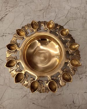Brass Uruli With Lotus Diya- 3″