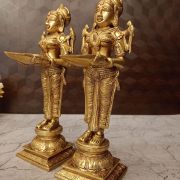 Brass Paavai Diya pair For Home Decor And Pooja Room / handicraft Idol 12″