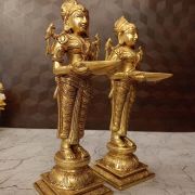 Brass Paavai Diya pair For Home Decor And Pooja Room / handicraft Idol 12″