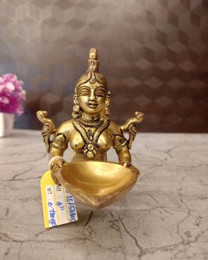 Brass Fish Designer Diya With Handle Pooja Idol- 4″
