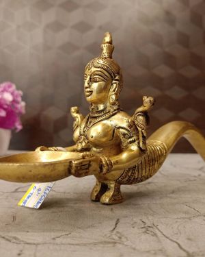 Brass Fish Designer Diya With Handle Pooja Idol- 4″