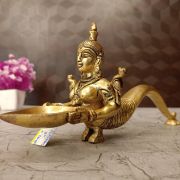 Brass Fish Designer Diya With Handle Pooja Idol- 4″