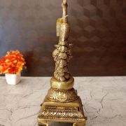 Brass Peacock Diya with Bell- 12″
