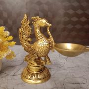 Buy Brass Peacock With Diya Idol 7″