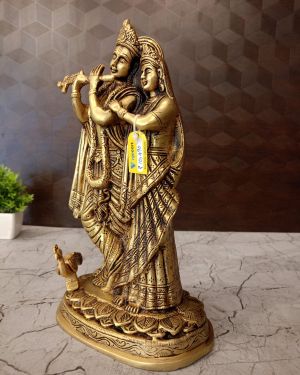 Brass Radha Krishna Statue For Wedding Gift & Home Decor 11.5″