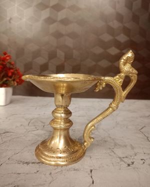 Brass parrot handle Diya- 5.5″