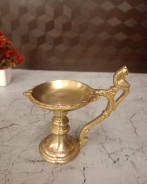 Brass parrot handle Diya- 5.5″