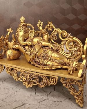 Brass Ganesha Sleeping On Designer Sofa 9″