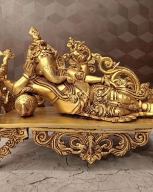 Brass Ganesha Sleeping On Designer Sofa 9″