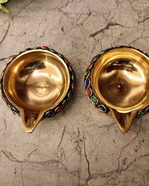 Brass Stone Agal Diya For Pooja 1″
