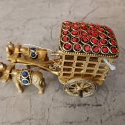 Buy Brass Bullockcart With Stone Finish Statue For Home Decor