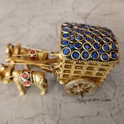 Buy Brass Bullockcart With Stone Finish Statue For Home Decor