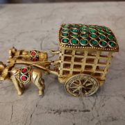 Buy Brass Bullockcart With Stone Finish Statue For Home Decor