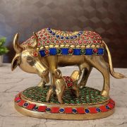 Buy Brass Stone Cow And Calf For Pooja 5″