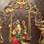 Buy Brass Stone Finish Uruli Swing Ganesha 21″ Handcraft & Antique