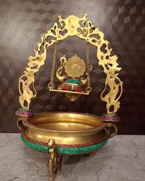Buy Brass Stone Finish Uruli Swing Ganesha 21″ Handcraft & Antique