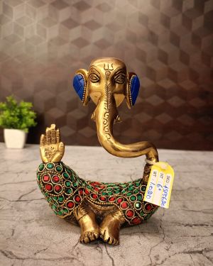 Brass Modern Ganesha Stonework Statue-6″