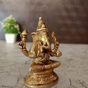 Brass Valamburi Ganesha Statue 3.5″