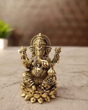 Brass Fine art Ganesha on Lotus Base 2