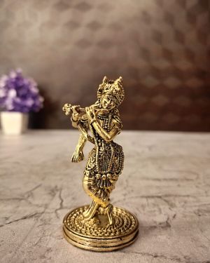 Brass Fine art Krishna 3″