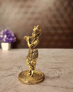 Brass Fine art Krishna 3″