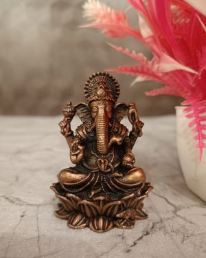 Buy Panchaloha Ganesha Idol Sitting On Lotus Base 2″